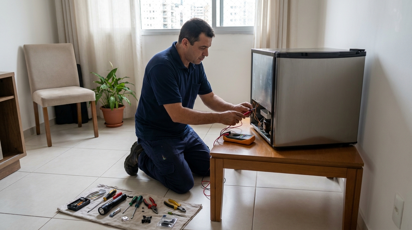 Técnico de conserto de frigobar em residência em Brasília‑DF
